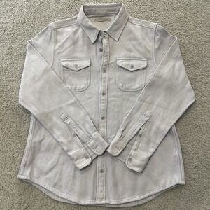 Outerknown Blanket Shirt Mens M Gray Blue Organic Cotton Twill Heavyweight